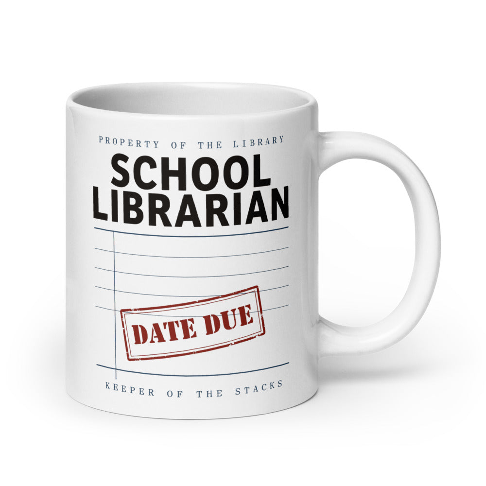 Property of the School Library print — 20 oz, handle on the right