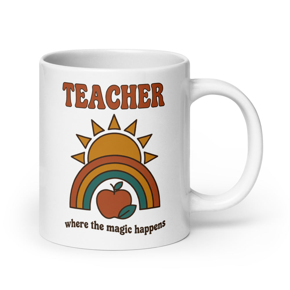 Teacher - Where The Magic Happens print — 20 oz, handle on the right
