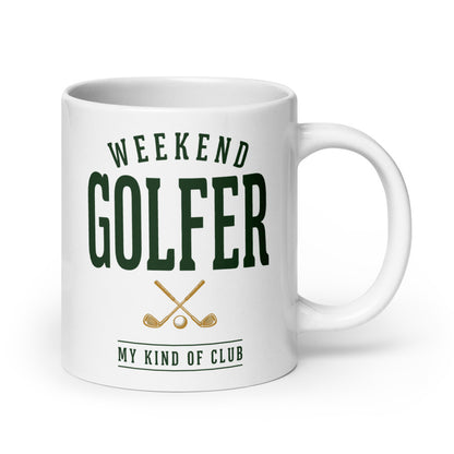 Weekend Golfer Wordmark print — 20 oz, handle on the right