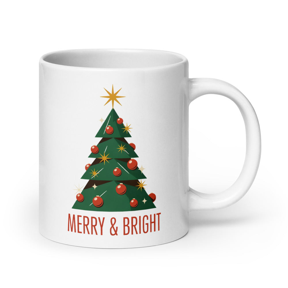 Atomic Mid-Century Tree Christmas mug — 20 oz, handle on the right