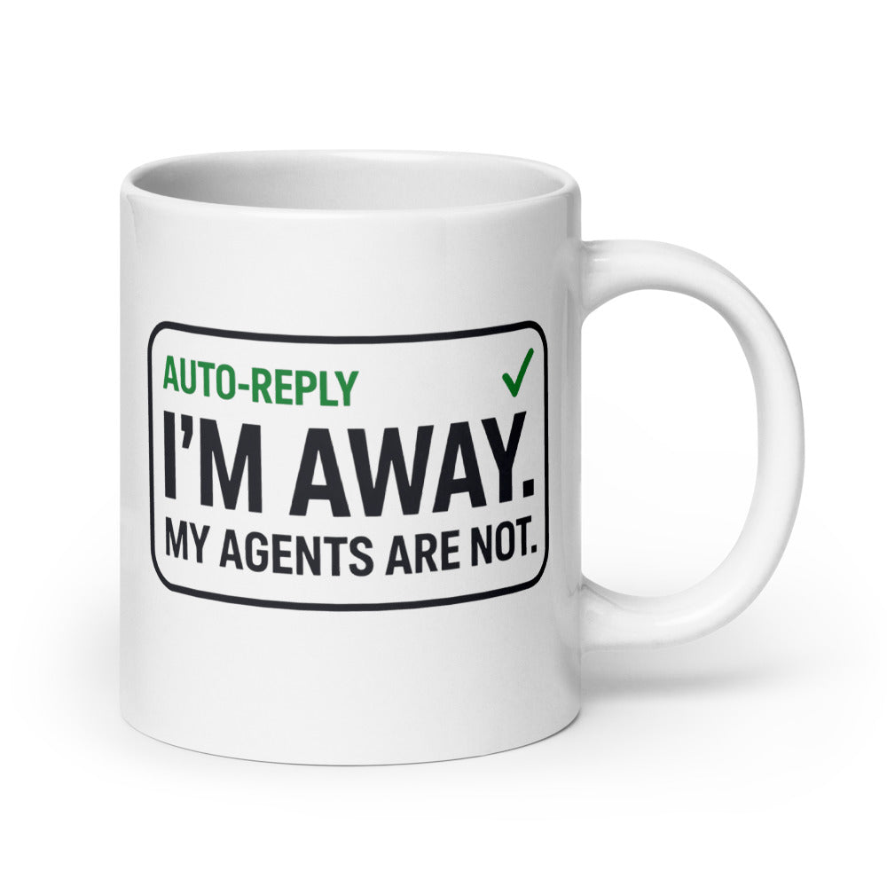 Auto-Reply agentic AI engineer mug — 20 oz, handle on the right