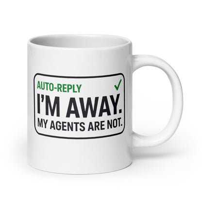 Auto-Reply agentic AI engineer mug — 20 oz, handle on the right