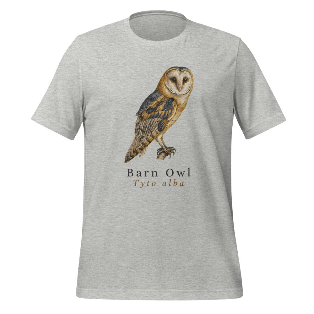Barn Owl vintage field-guide tee — Athletic Heather, front