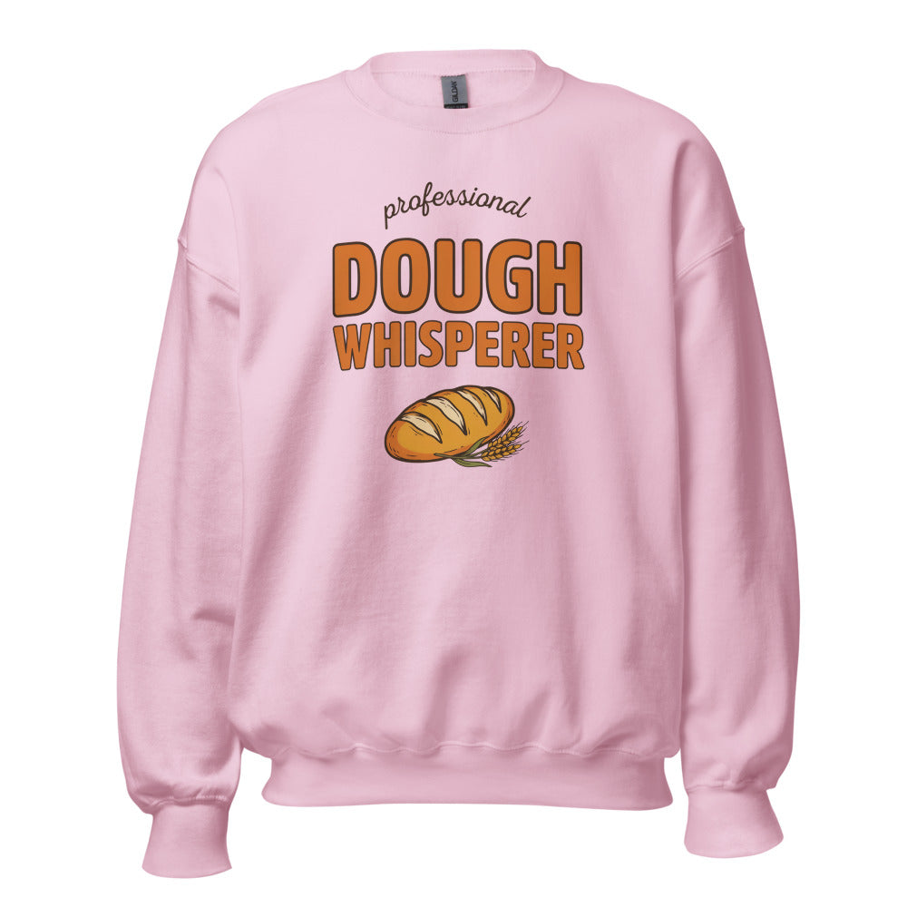 Professional Dough Whisperer funny baker crewneck sweatshirt — Light Pink, front