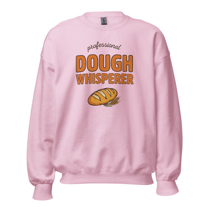 Professional Dough Whisperer funny baker crewneck sweatshirt — Light Pink, front
