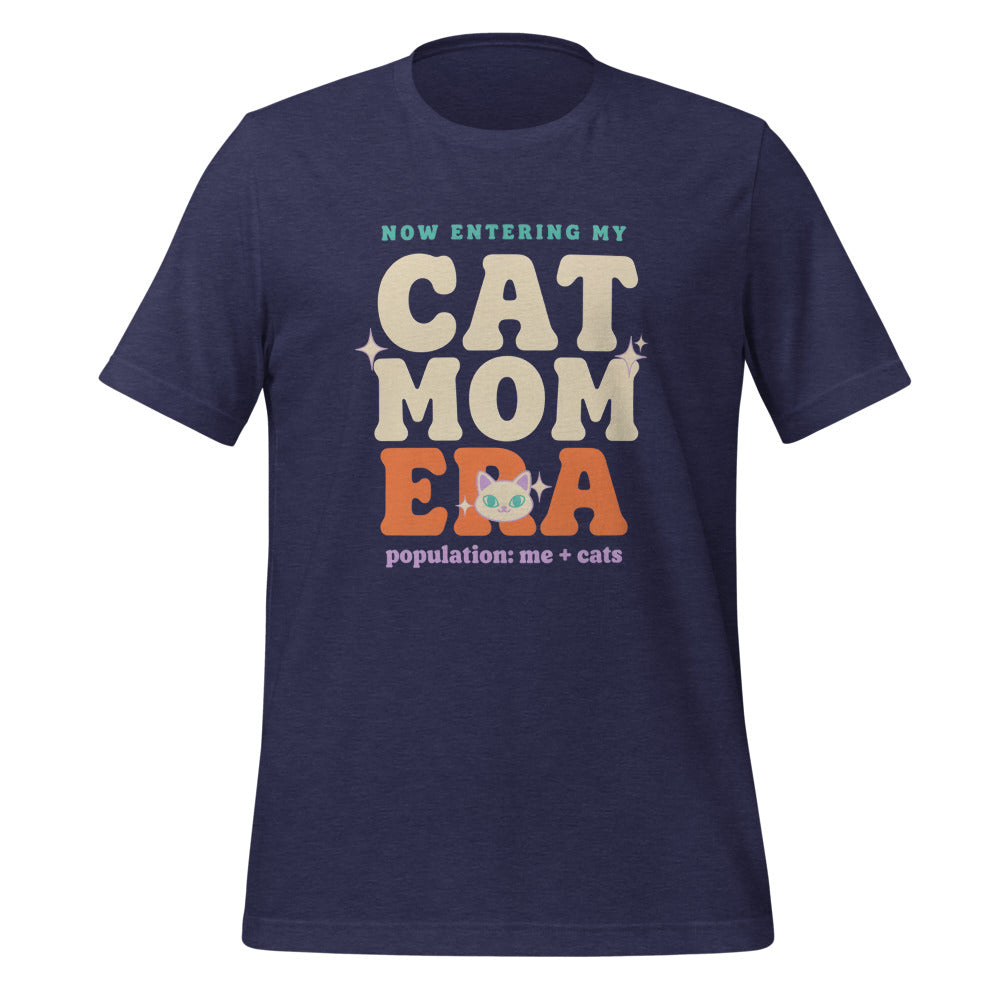 Cat Mom Era retro Y2K tee — Heather Midnight Navy, front