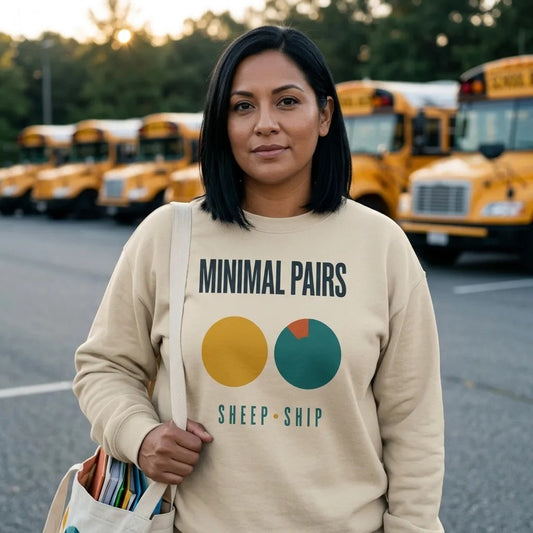 Minimal Pairs speech therapy crewneck sweatshirt — lifestyle