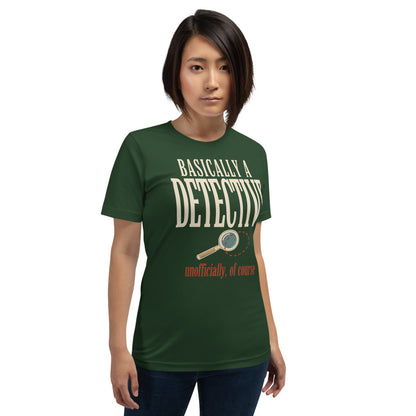 Basically a Detective vintage true crime tee — Forest, on model
