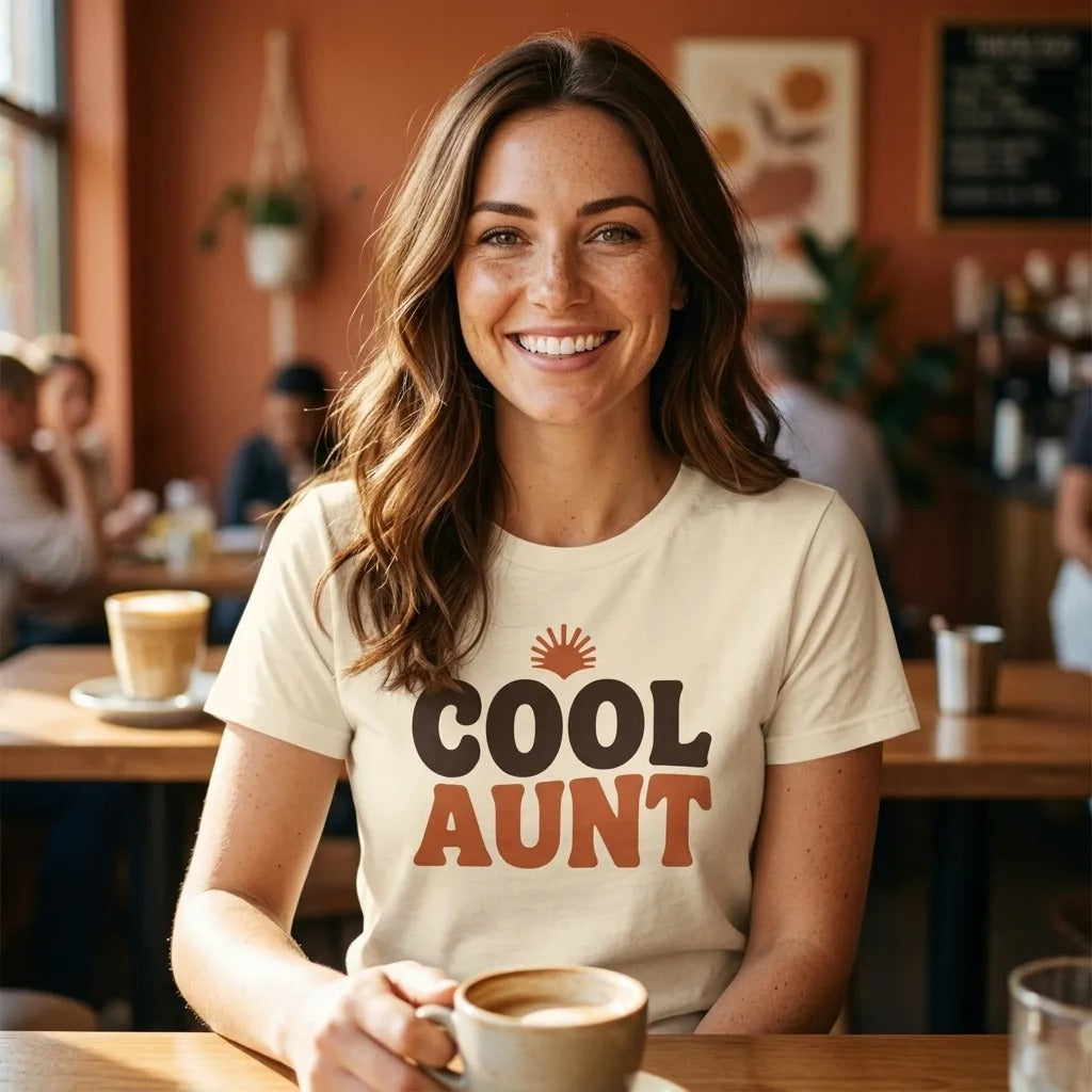 Cool Aunt retro groovy aunt tee — lifestyle