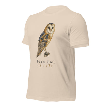 Barn Owl vintage field-guide tee — Soft Cream, front-right