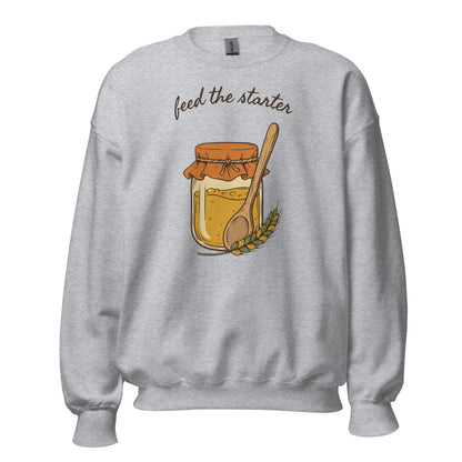 Feed The Starter sourdough baker crewneck sweatshirt — Sport Grey, front